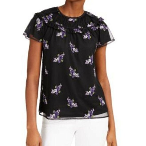 Michael Kors Tops - Michael Kors Embroidered Short Sleeve Top SzSmall